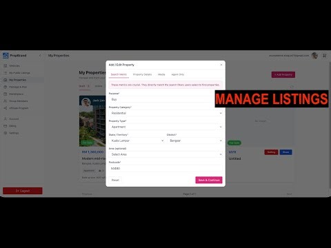 My Properties Console: Add, Edit, Repost & Track Sales