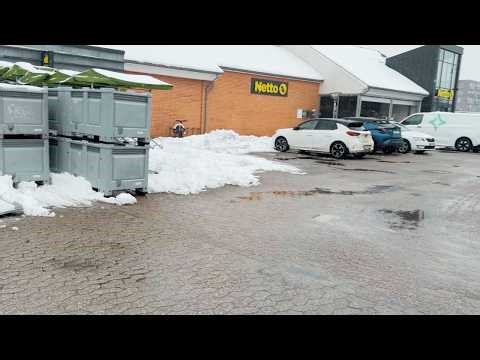 Snowfall in Denmark ❄️ | Snowy Weather Grocery Shopping at Netto Supermarket | Denmark Snow Vlog