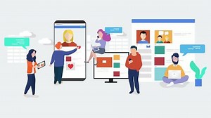 Business people characters scene video. Digital marketing specialist animation. Vector office concept of business people. Flat design. Stock footage