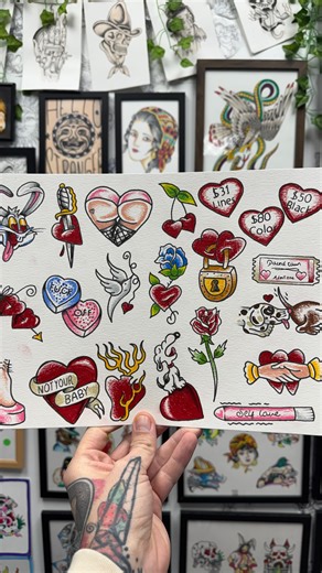 @philbackustattoo | New flash for Friday the 13th and Valentines day. This weekend I’ll be offering these designs (as well as other bigger designs) stating at... | Instagram