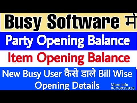 Opening Balance in Busy Software||Item opening balance||party opening balance in busy software