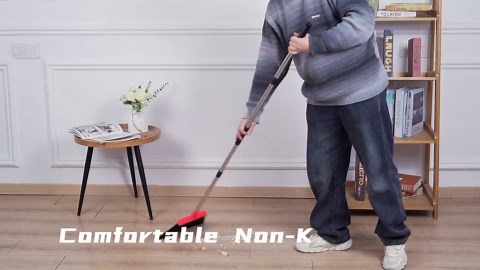 NACENA Heavy Duty Broom, 55 Inch Long Handle Outdoor Large Angle Brooms, Commercial Broom for Sweeping Indoor, for Home Garage Kitchen Office Courtyard Lobby Patio Lawn Concrete, 2 Pack (Grey&Orange)