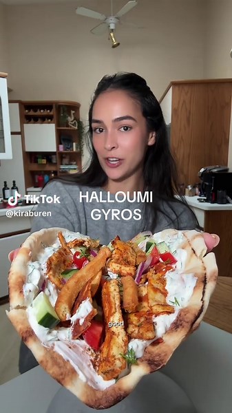 Halloumi gyros recipe | crispy halloumi wrap (vegetarian)