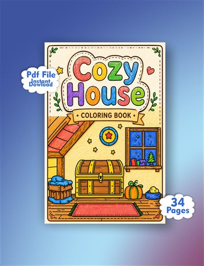 Cozy House Coloring Book - 34 Pages (PDF Download) - Etsy