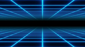 4K video animation loop. Seamless loop of an endless grid corridor with glowing blue lights.