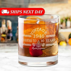 80th Birthday Gift–vintage 1946 Whiskey Glass–aged to Perfection–cheers to 80 Years–80th Birthday Gifts for Men & Women–old Fashioned Glass - Etsy
