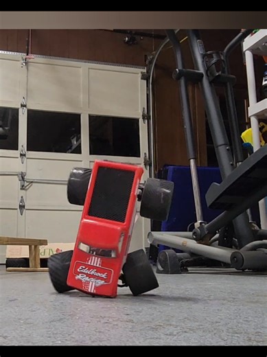 This little truck can stunt! Took several runs but I finally got this nose Wheelie to 5050 grind in the same line! Super fun little truck! #garage #tricks #rc #monstertrucks #trucks
