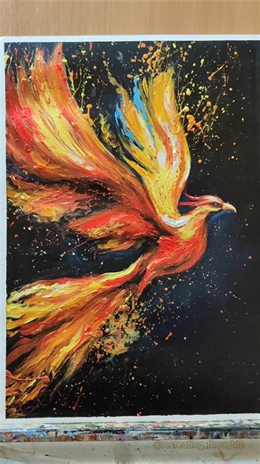 Painting a Phoenix 🐦‍🔥/ Flaming Eagle 😱✨ #eagle #art #phoenix #shorts