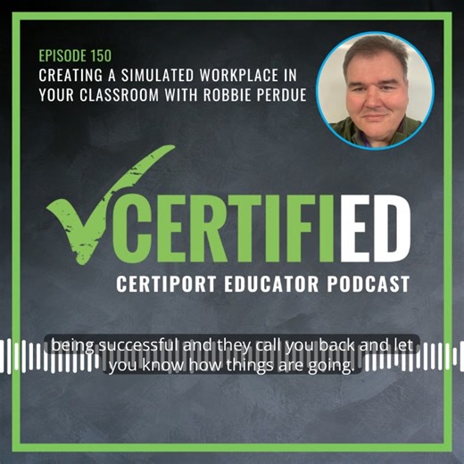 Missing #CERTIFIEDConf? Don't worry! One of our 2025 presenters, Robbie Perdue, is sharing how he built a simulated workplace in his classroom on the #CERTIFIEDPodcast. Hear about how he gets students excited about a different classroom structure, and what skills his students learn. Listen here: https://okt.to/9wdmzR. | Certiport