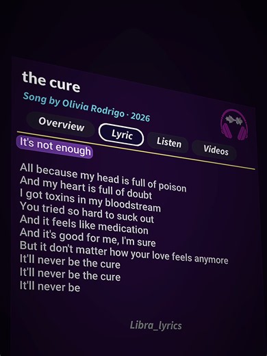 the cure 🥀🎧 #lyrics #thecure #oliviarodrigo #song #fyp | The Cure