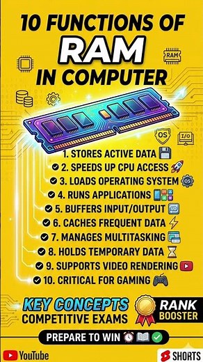 What are the 10 functions of RAM?|Computer Fundamentals