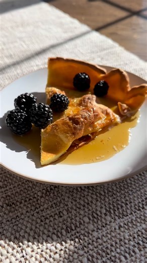 Janesky Farmstead | Iowa Farm on Instagram: "A Dutch Baby is a big, puffy pancake made with simple ingredients and typically baked in a Dutch oven. It’s the perfect breakfast for a crowd, and can be served with sweet or savory toppings. Preheat your oven and Dutch oven to 425°F. Blend all ingredients except butter until smooth. Melt the butter in preheated Dutch oven and promptly pour in the batter and return to oven. Bake for 20-25 minutes, or until puffy and golden brown. Note: Do not open the