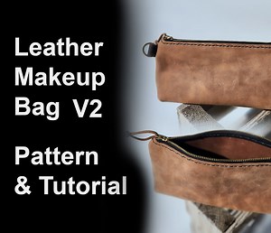 Leather Makeup Bag Pattern V2 - DIY Leather Pattern Version 2 - PDF Download - Small Leather Bag With Video Tutorial - Etsy