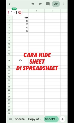 cara hide sheet di spreadsheet #belajarspreadsheet #spreadsheet #googlesheet