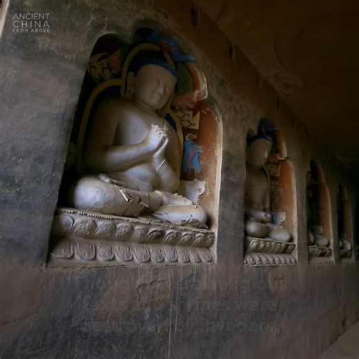 Carved into the cliffs near Zhangye, the centuries-old art and carvings of the Mati Grottoes reveal a thriving Buddhist faith during the Yuan dynasty 🪷✨ | National Geographic TV