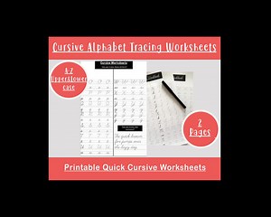 Cursive Handwriting Practice Worksheet: A-Z Tracing (printable PDF) - Etsy