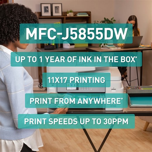 Fast, secure, and durable, our new Brother MFC-J5855DW INKvestment Tank Color Inkjet All-In-One Business Printer comes packed with features geared to meet your growing business needs: https://bit.ly/3qxGpK9 | Brother Office USA