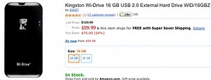 Kingston WiDrive 16GB wireless NAS : $60