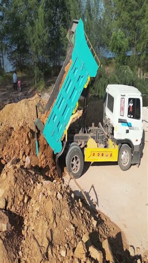 EP.277 Wonderful! 5T Trucks Unloading & Strong Komatsu D53P Dozer Pushing Stone Building New Road