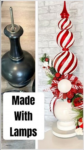 DIY Christmas Finial Topiaries from Repurposed Lamps | Easy Holiday Decor