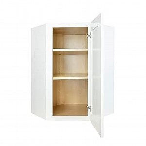 Hollywood Fabiani Design Diagonal Corner Wall Kitchen Cabinet 24 in. W x 12 in. D x 36 in. H in Shaker White Ready to Assemble