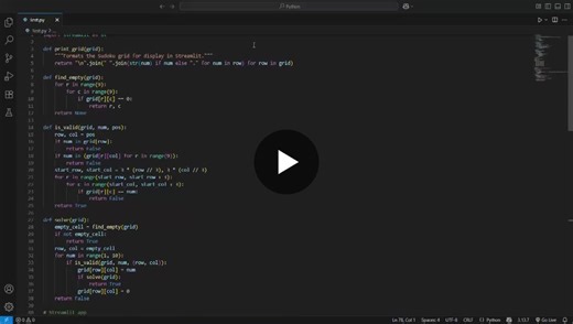 Sudoku Solver Program: Python Internship Project | Prantak Singh posted on the topic | LinkedIn