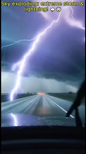 Sky exploding extreme storm & lightning