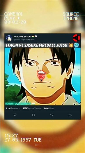 SASUKE FIRST TIME FIREBALL JUTSU 💥🥶#anime #itachi #sasuke