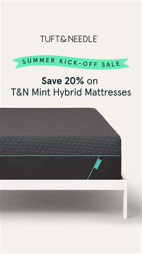 Have a cooler summer. Save 20% on the T&N Mint Hybrid mattress made with enhanced responsive comfort individually-wrapped coils for motion control. | Tuft & Needle