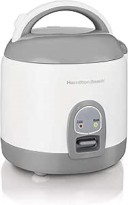 Hamilton Beach Mini Rice Cooker & Food Steamer, 8 Cups Cooked (4 Uncooked), With Steam & Rinse Basket, White (37508)