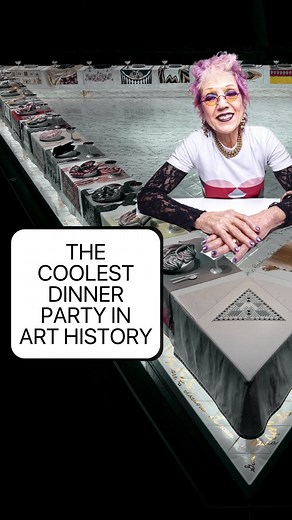 Mae on Instagram: "The coolest dinner party in art history.!!!! The Dinner Party, Judy Chicago (1979) it is an iconic feminist art installation that celebrates the achievements and contributions of women throughout history. Created between 1974 and 1979, the piece is renowned for its ambitious scale, intricate detail, and profound symbolic meaning. By placing women at the center of the narrative, “The Dinner Party” challenges patriarchal versions of history that have traditionally minimized or i