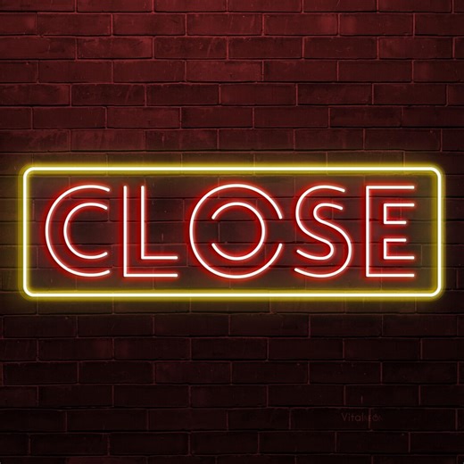 Close Neon Sign Business Window LED Light Shops Cafes Bars Storefront Wall Decor - Etsy