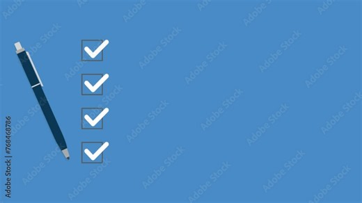 Check list and to do list with checkboxes, concept of survey, online quiz, completed things or done test, feedback.
