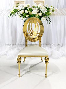 [Hot Item] Gold Rosegold Banquet Stainless Steel Round Back Stackable Wedding Chairs for Wedding