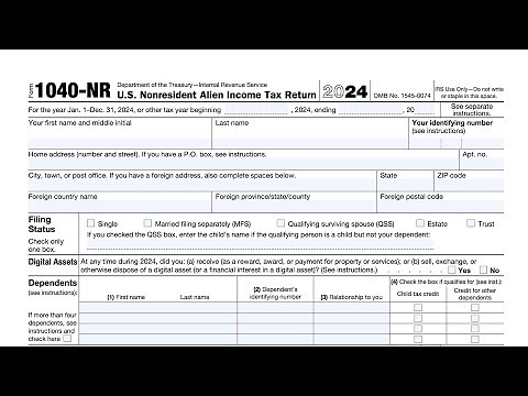 IRS Form 1040-NR walkthrough (U.S. Nonresident Alien Income Tax Return-Taxpayer Information)