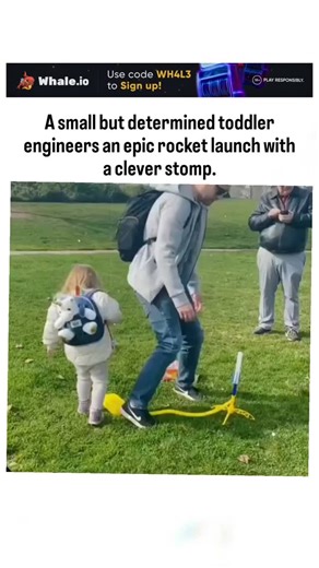 curvico_explained on Instagram: "The video captures a toddler's persistent attempts to launch a stomp rocket in a park, succeeding after multiple jumps on the air bladder, symbolizing early engineering grit and amassing over 5,000 likes within hours. Stomp rockets illustrate Newton's third law by compressing air via foot pressure to expel it forcefully, propelling the foam projectile; NASA JPL's educational plans use them to teach trajectory and aerodynamics to young students. User replies echo 