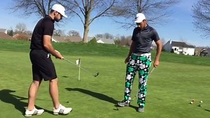 Do you have a mate that sucks at putting? Here's a simple 2 man putting drill to get them holing 8 footers with ease. Skills by @facudelapenna1 in his Royal & Awesomes! Check out the rest of the week's top golfing videos right here: https://goo.gl/4z2Lnr | Royal and Awesome