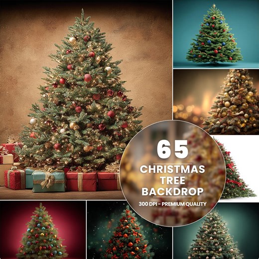65 Christmas Tree Backdrops: Festive Holiday Photo Backgrounds (digital Download) - Etsy