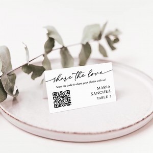 Wedding Photo Sharing Qr Code Place Cards Printed, Capture the Love, Tented Share Pictures PC158 - Etsy