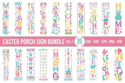 Easter Porch Sign SVG PNG Bundle: Farmhouse Easter Vertical Front, Outdoor Decor Cut Files - Etsy