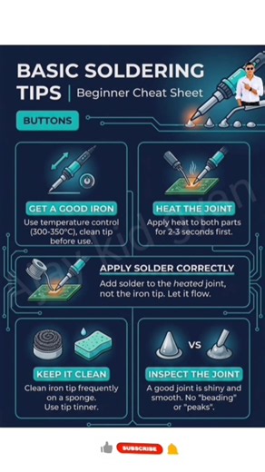 Basic Soldering Tips | Beginner Cheat Sheet ⚙️ #diy #shorts #soldering #short