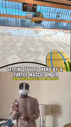 Getting Fouled by Turtle Mascots in VR Basketball