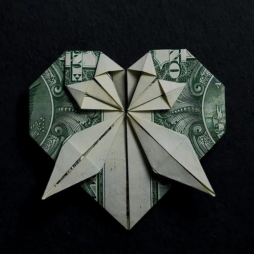 Corazón 💚 con billete de $1 Dólar #moneyorigami #DIYGift #FYP #viral #Origamiconbilletes