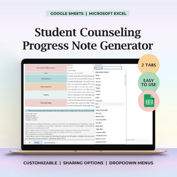 Student Counseling Progress Note Generator Spreadsheet College Client Session