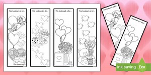 Valentine's Day Colouring Bookmarks