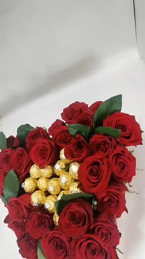 Beautiful Heart-Shaped Rose and Chocolate Arrangement