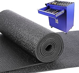 PABUSIOR Tool Box Liner for 14 inch Wide Drawer - 5mm Thick, 13.4 in Wide x 98 in, Double-Sided Non-Slip Toolbox Drawer Mat, Strong Grip Easy to Cut Garage Shelves, (Black)