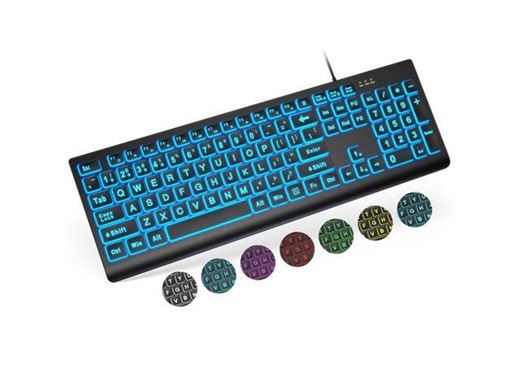Large Print Backlit Keyboard, Wired USB Lighted Computer Keyboards with 7-Color & 4 Modes Backlit, Oversize Letters Keys Easy to See and Type, Keyboard Compatible for PC, Laptop - Newegg.com