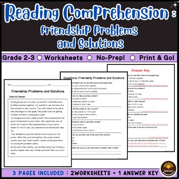 Reading Comprehension: Friendship Problems & Solutions | Grade 2–3 | No Prep