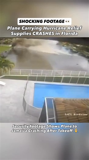 Wake Up World on Instagram: "Security footage captures the moment a plane carrying hurricane relief supplies to Jamaica crashed into a lake in Coral Springs, Florida… Witnesses say the plane struck palm trees before impact. Authorities are still investigating the cause and have not confirmed the condition of those onboard. #Florida #PlaneCrash #CoralSprings #Jamaica #HurricaneRelief #Hurricane #Plane #Crash"